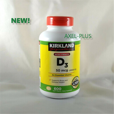Kirkland Signature Extra Strength D3 50 mcg,(2000 IU) 600 Softgels EXP 01/28 or