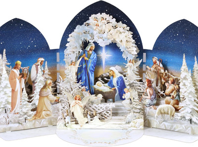3D Nativity Pop-Up Christmas Card - Handcrafted Holy Night Scene Gift