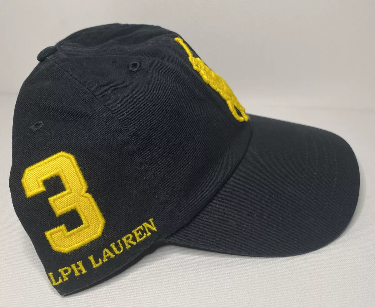 Polo Ralph Lauren Big Yellow Pony 3 Black Classic Hat Cap NWT eBay