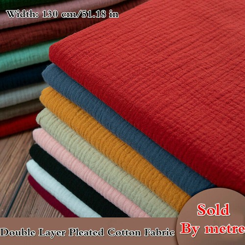 Double Layer Pleated Cotton Fabric Solid Skirt Apparel Material By Metre - Picture 2 of 21