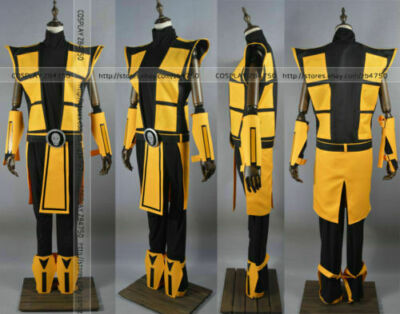 NEW ! Scorpion Mortal Kombat 3 Yellow Outfit Cosplay Costume