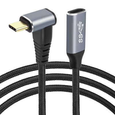 2M Right Angle USB C Extension Cable 90 Degree 10Gbps PD 100W Up Down Type-C