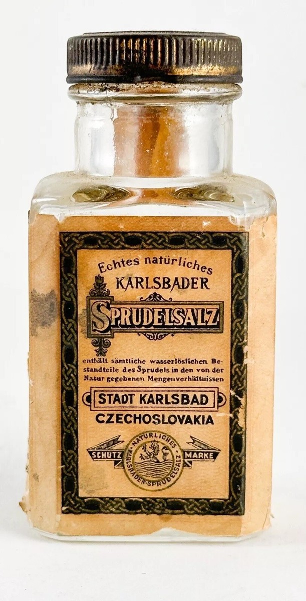 creative drug store ボトル Paper Label Antique Karlsbader Sprudelsalz Medicine Bottle