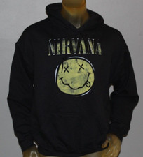 Nirvana Smiley Face Hooded Sweatshirt Hoodie Men's Large