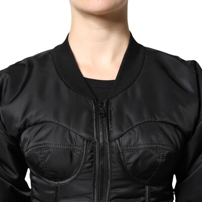 ジャケット Dolce & Gabbana Dolce & Gabbana Jackets (F27DIT FQOABS8100) DOLCE & GABBANA Jacket Black Nylon Full Zip Bustier Corset