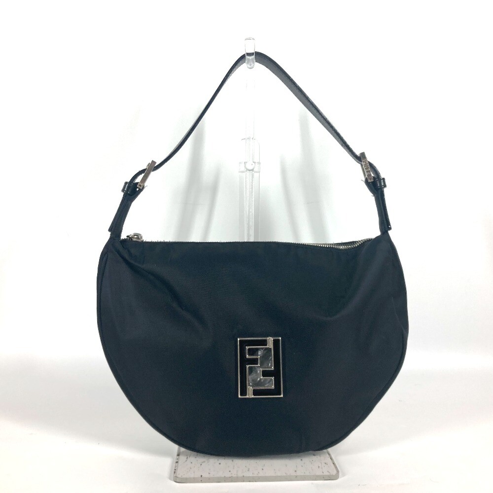 FENDI FFHardware Hobo Bag bag Shoulder Bag Nylon / Leather Black