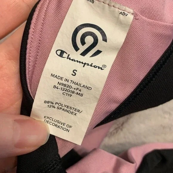 Sutiã esportivo Champion feminino pequeno preto costas cruzadas racerback atlético buraco na fechadura - Imagem 3 de 3