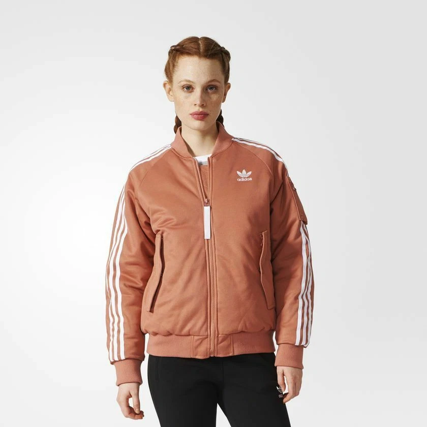 Verkoper mogelijkheid Cordelia Adidas Originals Short Bomber Jacket Women&#039;s Brownish Pink Full Zip  Outwear Top | eBay