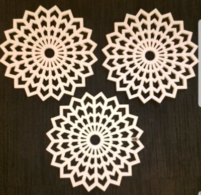 Reduced 3 X Large Wooden White Star Snowflake Wall Decor