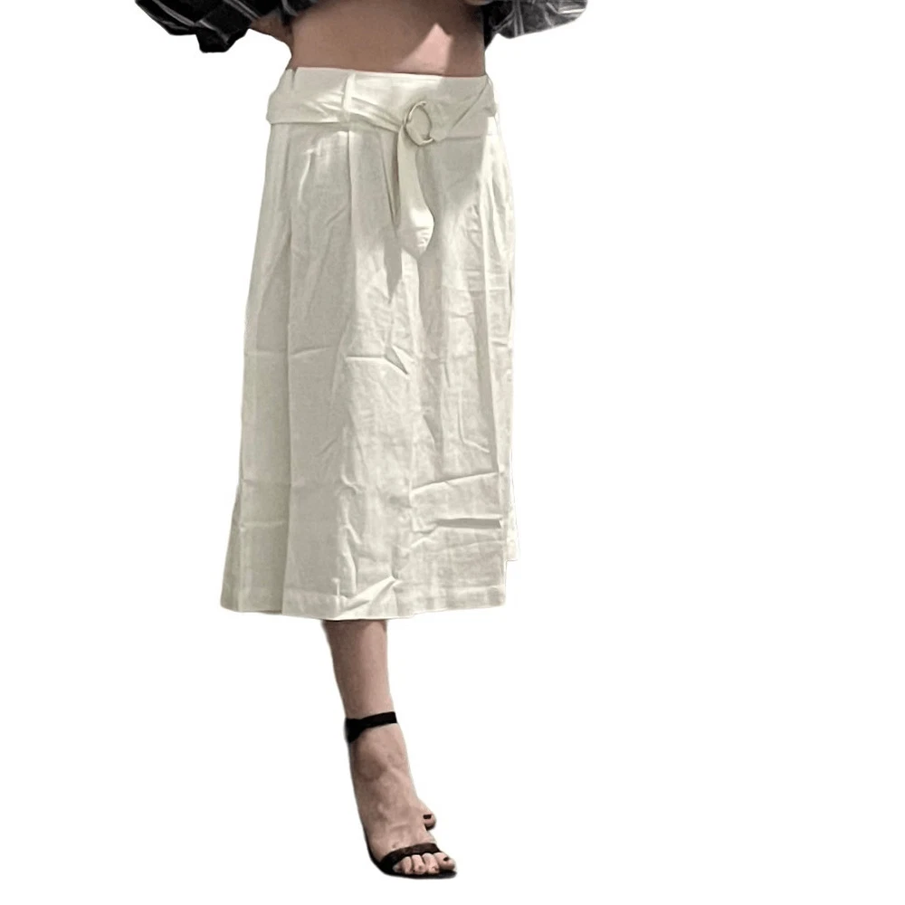 NWT New York White Linen Full A line midi Skirt L