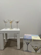 HOME ESSENTIALS AND BEYOND 2003 Hand Painted 10oz Martini Glass Set-Stepping Out