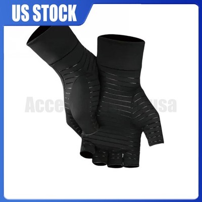 New Black Copper Arthritis Compression Glove Hand Support Pain Relief Joint Self
