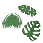 Set 3 Antiqued Green Metal Tropical Leaf Wall Hanging Palmetto Monstera Banana