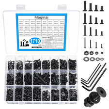 1710 PCS M2 M3 M4 M5 Screw Set, Black Countersunk Socket Head Screws and Nuts Ki