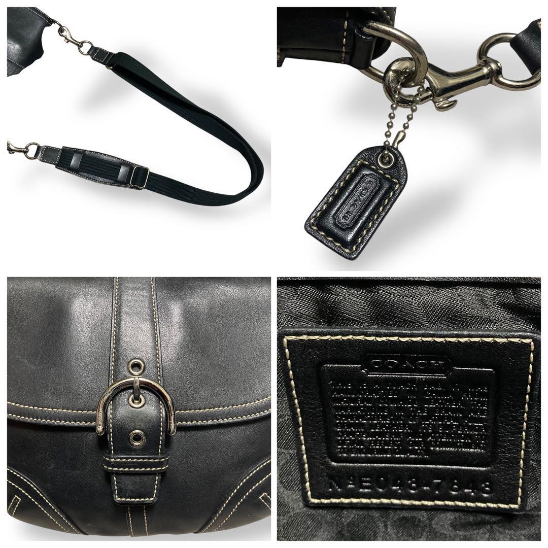 Coach Soho Signature Leather Crossbody Bag Black Authentic