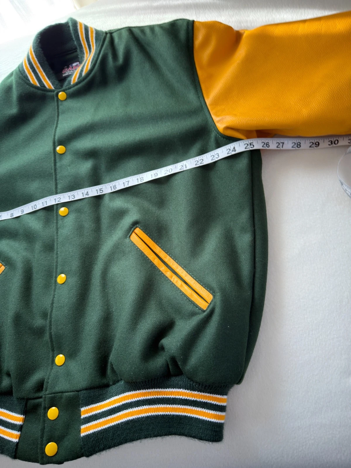 American Mens Classic Green Gold Letterman Varsity Team Jacket Large Made In USA - product detail image 8