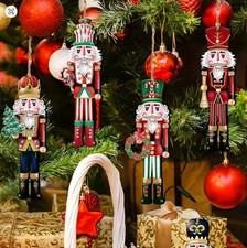 12pcs Wooden Nutcracker Ornaments Xmas Tree Hanging Decor 2024 Christmas gift