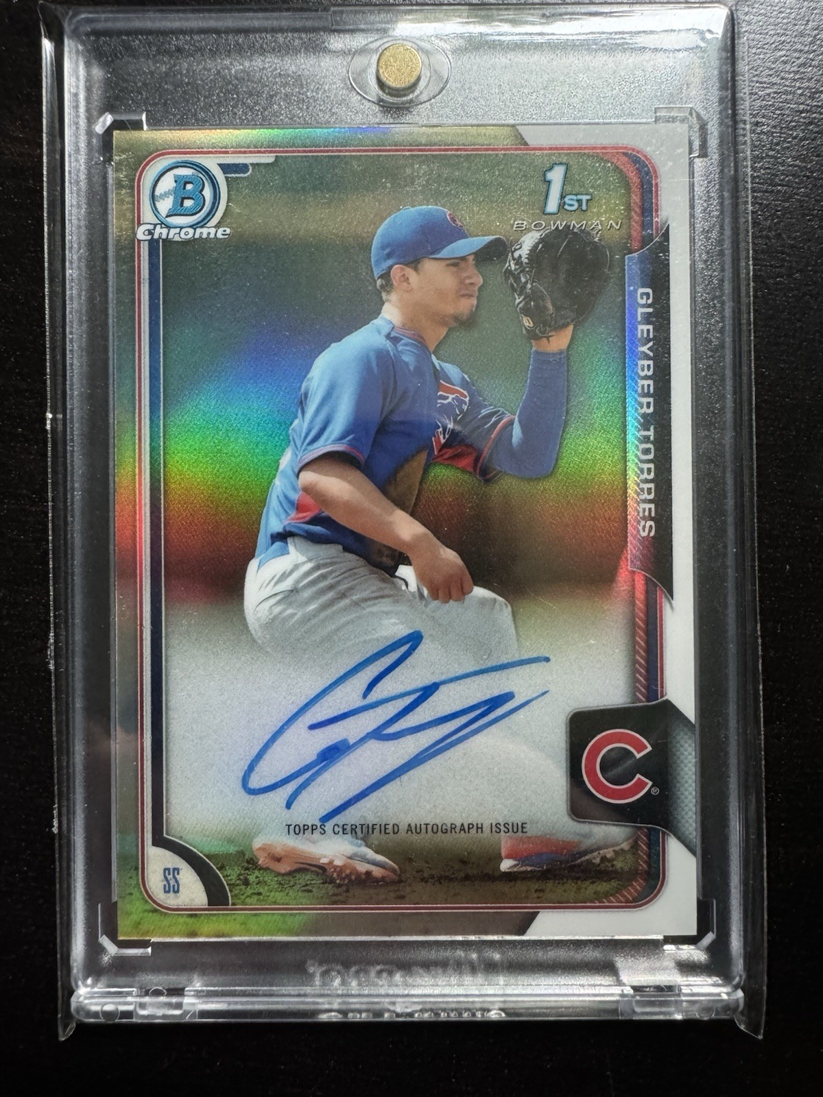 GLEYBER TORRES 2015 BOWMAN CHROME AUTOGRAPH AUTO REFRACTOR 302/499