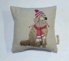 Cozy Shop Golden Retriever in Hat and Scarf Throw Decorative Pillow - Adorable