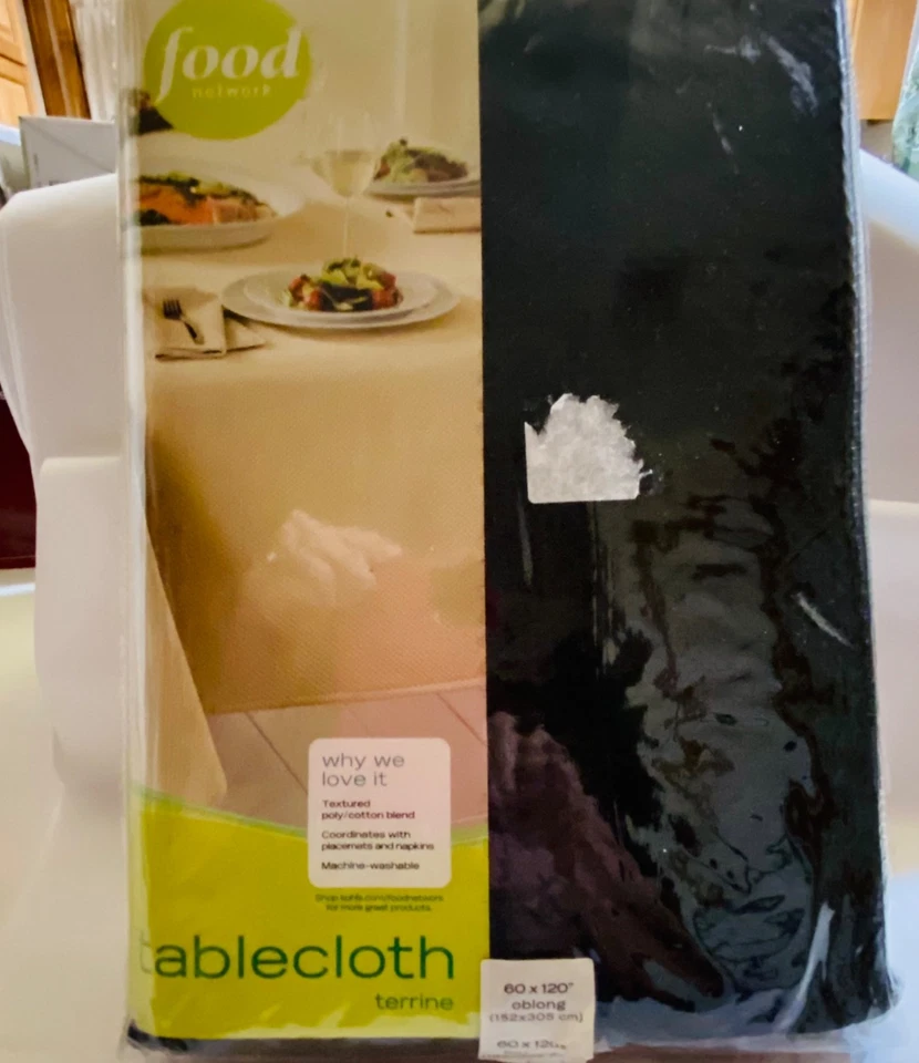 Food Network Tablecloth 60 x 102 Solid Black Textured New in Original Package - Image 4 of 4