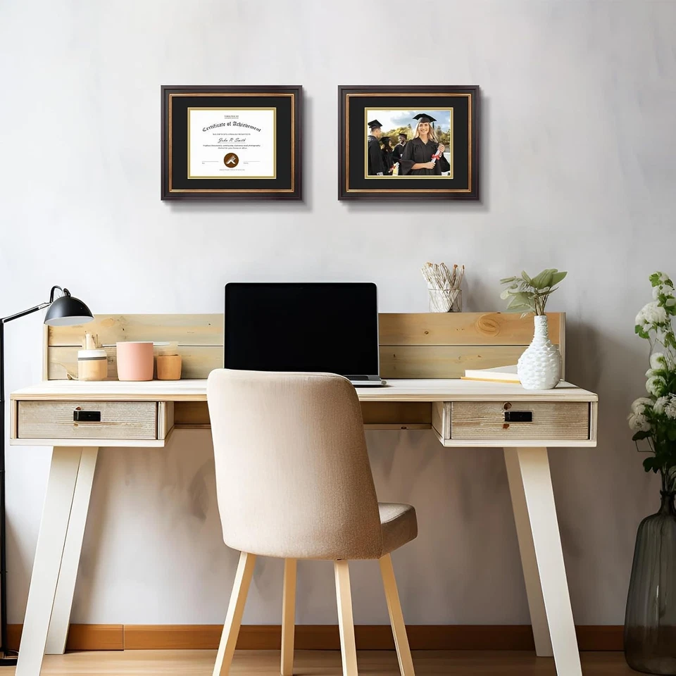 Marco de documentos Borgoña oro negro 11x14 8x10 diploma Foto 4 de 4