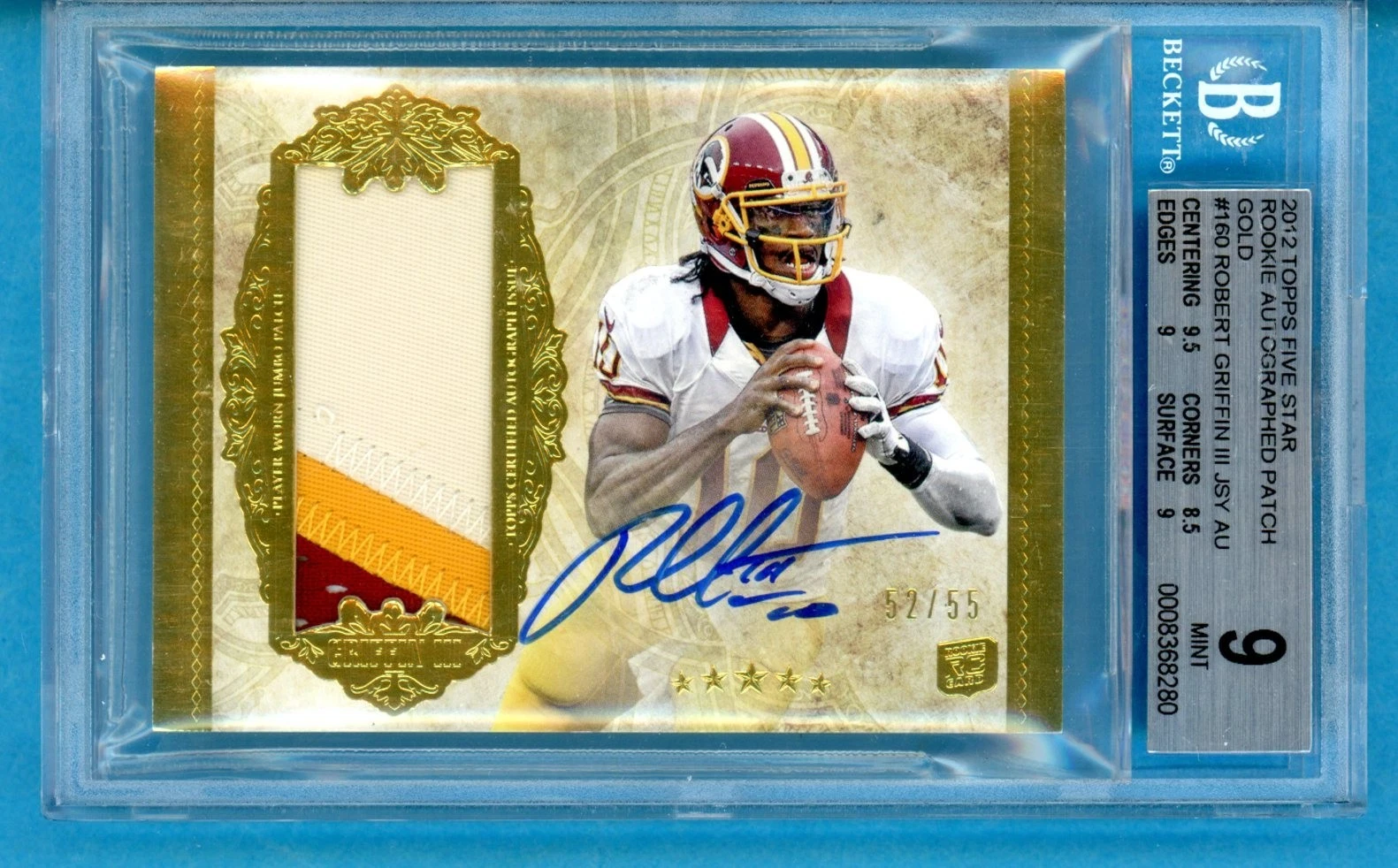 Robert Griffin III Topps Five Star #160 Autograph Gold Jumbo Patch