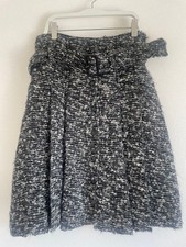PRADA Knee Length Skirt Medium Gray Tweed Flare Silhouette Belted