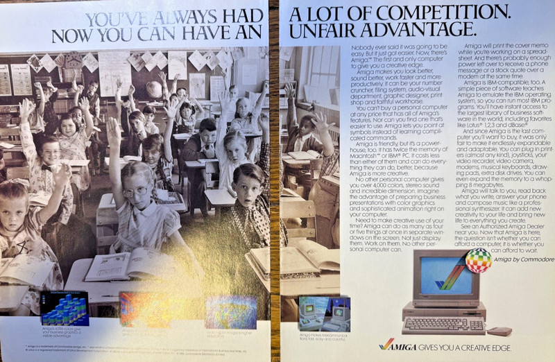 1985 Vintage Magazine Advertisement Commodore Amiga Computer Creative Edge