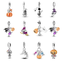 Optional European 925 Sterling Silver Halloween Pumpkin DIY Charm For Bracelet