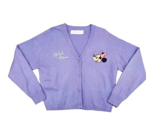 Disney Parks Minnie Mouse Signature Purple Cardigan Sweater Womens 2XL