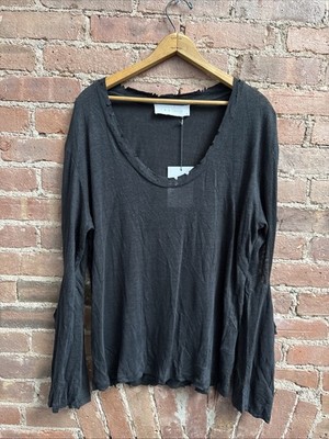 IRO Jeans Men s Pullover Shirt, Sz Medium, Black Linen Distressed