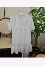 Knox Rose Women's Size Small White Sheer Shirt Coverup Dress