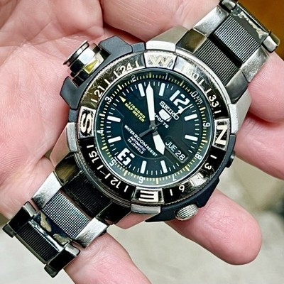 SEIKO 腕時計495⑦ SEIKO 5 Sports SKZ231K1 Automatic Watch Steel Map Meter 7S36