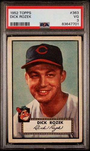 PSA 3 - 1952 Topps HIGH NUMBER #363 Dick Rozek Cleveland Indians
