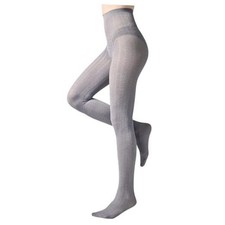 Women's Cable Knit Tights Soft Sweater Opaque Fall Winter Warm Large Grey