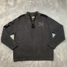Vintage Harley Davidson Motorcycles HD Biker Knit Sweater Quarter Zip Men  s L