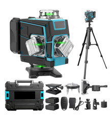Nivel láser 4D 360° con trípode, 2 baterí...