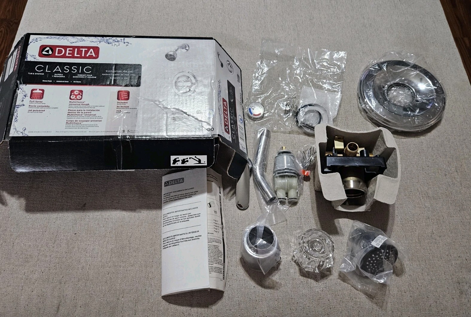 Chrome Single Handle Lever Or Acrylic Knob