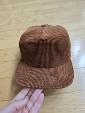 monochrome brown corduroy minimalist adjustable baseball hat