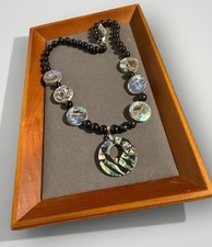 TGGC Necklace Reversible Mother of Pearl & Abalone Sterling Silver 925 Clasp NEW