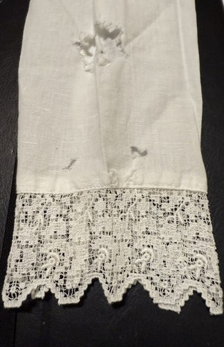 EILEEN WEST Prairie Dress Size 8 US Linen Cotton Drop Waist White Lace - Picture 12 of 12