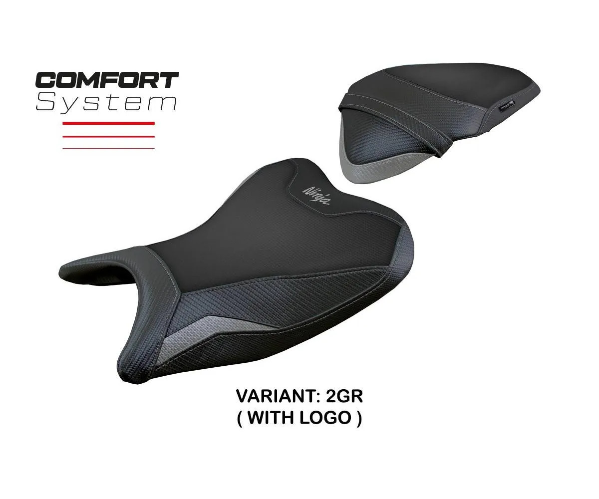 Seat cover Ribera Comfort Gray + logo Tpz comp KAWASAKI NINJA 400 2018 2023