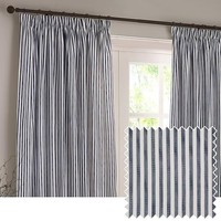 Yard Hebden Pencil Pleat Curtain Pair – Ultra Soft Cotton Lined Striped Curtains