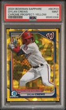 2024 Bowman Sapphire Chrome Prospect Yellow #BCP23 Dylan Crews /75 PSA 9