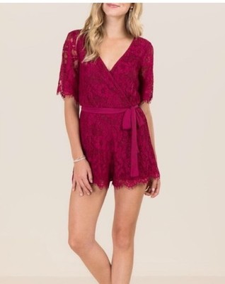 Francescas Shorts Romper One Piece Sz Medium Burgundy