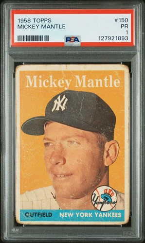 MICKEY MANTLE 1958 TOPPS #150 PSA 1