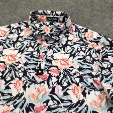 Bad Birdie Polo Shirt Mens Medium Multicolor Floral Golf Performance Stretch