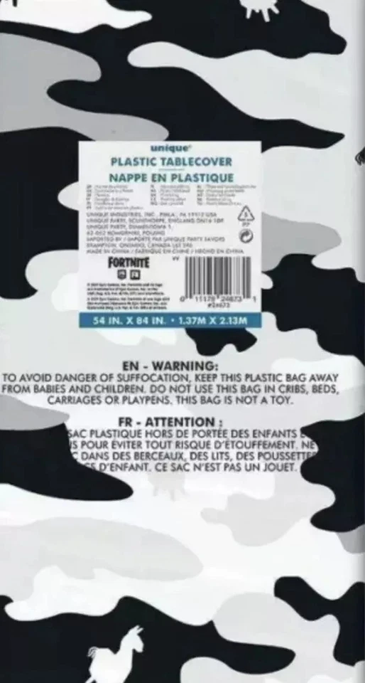 Lote de 16 Manteles de Plástico Fortnite Llama Camuflados NUEVO Epic Gaming Fiesta de Cumpleaños Foto 2 de 3
