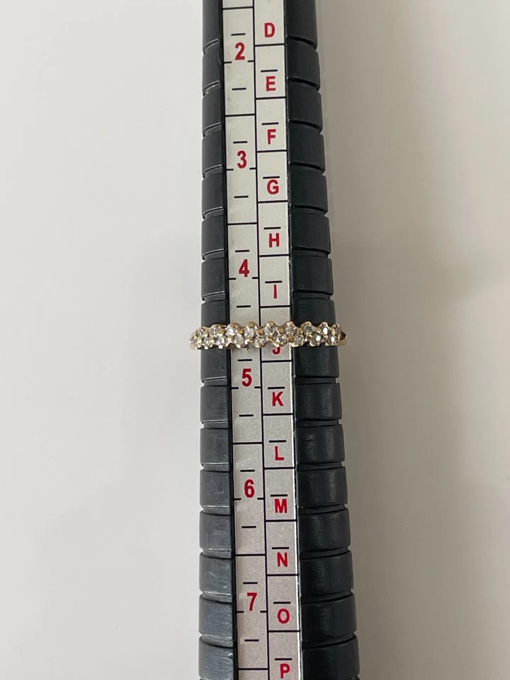 Anillo de diamantes 1988 oro de 9 quilates media eternidad anillo vintage 18 diamantes - talla i 1/2 Foto 4 de 4