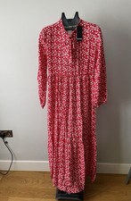 Brand New Red With White Heart Printed Long Dress. 